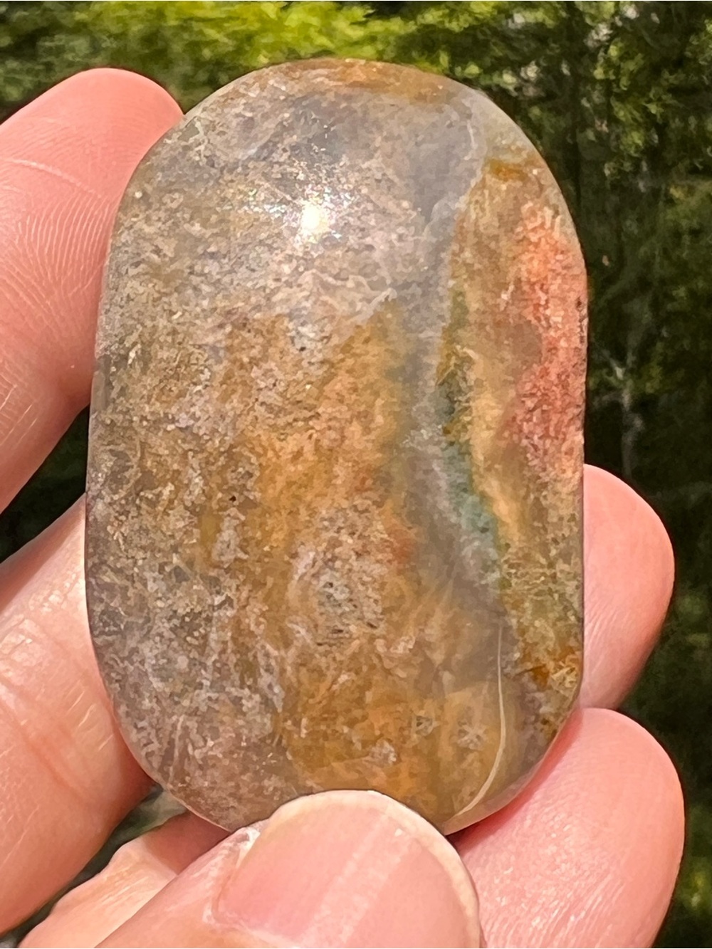 Red (3) moss agate palmstone | crystal
